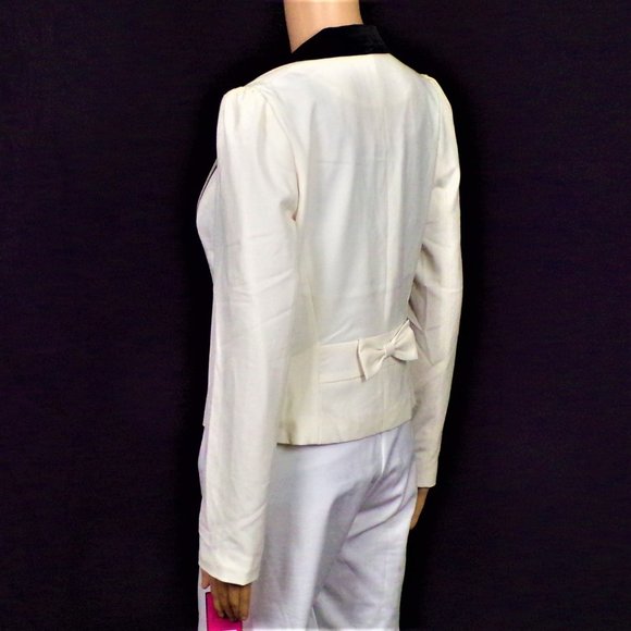 CANDIE'S size M white/black smoking jacket polyester/rayon/spandx dry clean only - Picture 8 of 14